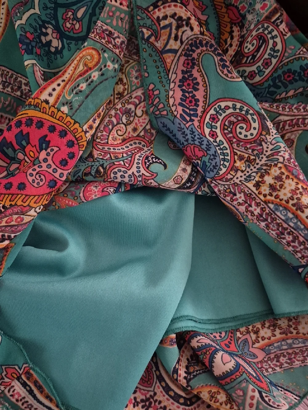 Speechless girls' turquoise  pink paisley handkerchief Asymmetrical hem Dress 8